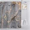 ASDCXZ Tenda da doccia grigio oro marmo 180 x 200 cm moderna astratta grigio oro nero effetto marmo texture lavabile tenda da doccia in poliestere impermeabile per vasca da bagno con 12 ganci