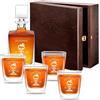 Maverton set Caraffa da whisky e cognac + 4/6 bicchieri - con incisione personalizzata - Decanter in vetro per whiskey da 0,81 L - Bottiglia per compleanno - pensiero per papà - zio