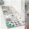 Floordirekt Tappeto passatoia con motivo, realizzato su misura, per cucina, corridoio e soggiorno, ornamento vintage a griglia orientale (80 x 300 cm, Dublino)
