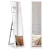 LIFEZEAL 2 in 1 Specchio da Parete, da Terra Lungo, Specchio da Pavimento Ingresso Senza Carda Specchiera Rettangolare, 155x37cm per Soggiorno, Camera da letto, Bagno, Moderno, Elegante (bianco)