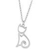 Aka Gioielli® - Collana con Ciondolo Amore per Gatto Argento 925 Rodiato e Cristallo per Donna e Ragazza