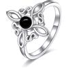 JERWLI Anelli con nodi di streghe in argento Sterling, anelli con nodi magici di streghe, pietra di luna, onice nero, gioielli pagani, croce celtica, gioielli per donne e ragazze, 6, Non pietra