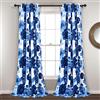 Lush Decor Leah - Tende isolanti ad anelli con motivo floreale, 132 x 213 cm, blu navy/bianco