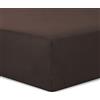 VISION Lenzuolo con angoli Singolo, 90 x 190cm con altezza 25cm, Marrone, 100% Cotone