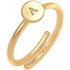 Elli Ring Women Letter A Basic Minimal Ajustable In 925 Sterling Silver Gold-Plated