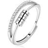 EUDORA Harmony Ball Anello Anti-Stress Anelli in Argento Sterling 925 con Perline Anelli Fidget Regolabili da Donna Anelli Anti Ansia Impilabili Anello per Ragazze Anelli Spinner da Donna
