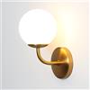 DAWALIGHT Applique da Parete Interno Vintage G9 3000K Blanco cálido LED Lampada da Parete Palla di Vetro Illuminazione per Il Salotto Soggiorno Camera da letto Ristorante, Ferro, Oro spazzolato