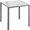 HOMCOM Tavolo Moderno Quadrato per Cucina e Soggiorno, Struttura in Metallo e Piano in Vetro Temperato, 75x75x75cm, Grigio