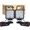 PICAA 2 pezzi 48W 4 Pollici Faro da lavoro a LED da con magnete base magnetica accendisigari Alluvione portatili a LED rotondi da per Auto Barca FUORI STRADA 4X4 SUV ATV UTV Camion 12V 24V