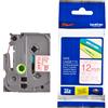 Brother TZe-132 Nastro Rosso su Trasparente 12mm, 8mt. Gamma P-Touch