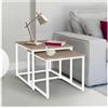Idmarket - Set di 2 tavolini bassi impilabili 40/45 dal design industriale legno e metallo bianco detroit