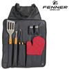 Fenner Set 7 utensili cucina e barbecue BBQ + Grembiule parannanza con attrezzi Fenner