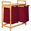 Lumaland Cesto per il bucato in bambù con 2 sacchi per il bucato estensibili | Dimensioni circa 73 cm di altezza x 64 cm di larghezza x 33 cm di profondità [Rosso Scuro]