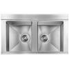 CM PRONTA CONSEGNA - SPEDIZIONE IMMEDIATA Lavello da Incasso 2 Vasche 86 x 51 cm bordo H10 Acciaio Inox Satinato con copri vasca in Vetro ANTHEA RADIUS R15 CM 012974.X3.01.2033 012974RCSSPN