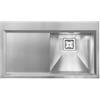 CM PRONTA CONSEGNA - SPEDIZIONE IMMEDIATA Lavello da Incasso 1 Vasca a Destra con Gocciolatoio 86 x 50 cm Slim Acciaio Inox Satinato con Fascia Miscelatore GLAMOUR MIX CM 012843.D2.01.2033 012843DCSSP
