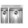 CM PRONTA CONSEGNA - SPEDIZIONE IMMEDIATA Lavello da Incasso 2 Vasche 63 x 50 cm Slim Acciaio Inox Satinato con Vasca grande a Destra e Fascia Miscelatore FILORAGGIATO MIX CM 012045.D2.01.2033 012045DCSSP