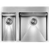 CM PRONTA CONSEGNA - SPEDIZIONE IMMEDIATA Lavello da Incasso 2 Vasche 69 x 50 cm Slim Acciaio Inox Satinato con Vasca grande a Destra e Fascia Miscelatore FILORAGGIATO MIX CM 012047.D2.01.2033 012047DCSSP