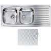 CM PRONTA CONSEGNA - SPEDIZIONE IMMEDIATA Lavello da Incasso 2 Vasche con Gocciolatoio a Destra 116 x 50 cm Sopratop Acciaio Inox antigraffio CM SIROS 010497.S1.01.2016 - 010497 SCSSX