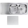 CM PRONTA CONSEGNA - SPEDIZIONE IMMEDIATA Lavello da Incasso 2 Vasche con Gocciolatoio a Sinistra 116 x 50 cm Sopratop Acciaio Inox antigraffio CM SIROS 010497.D1.01.2016 - 010497 DCSSX