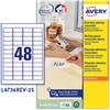 AVERY ETICHETTE BIANCHE RIMOVIBILI L4736REV-25FG 45,7X21,2MM