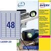 AVERY ETICHETTE POLIESTERE ARGENTO L6009-20 20FG A4 45,7X21,2MM