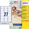 AVERY ETICHETTE BIANCHE RIMOVIBILI L4737REV-25FG 63,5X29,6MM