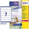 AVERY ETICHETTE COPRENTI 192X38MM L4760-25 PER RACCOGLITORI