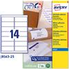 AVERY ETICHETTE INKJET PER INDIRIZZI J8163-25 25FG A4 99.1x38.1MM