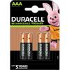 DURACELL CONF.4 PILE RICARICABILI AAA DU77 MINISTILO DURACELL