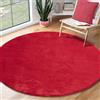 The Carpet, Relax - Tappeto moderno a pelo corto, con fondo antiscivolo, lavabile fino a 30 gradi, super morbido, effetto pelliccia, 200 x 200 cm, colore: rosso, rotondo