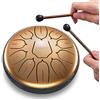 LEKATO Tamburo a percussione con chiave a D, 11 note, 15,2 cm, in acciaio Foglia oro albicocca, strumento a percussione per educazione alla meditazione, kit regalo per principianti