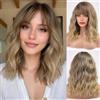 HAIRCUBE Breve Charming Bob con Bangs Parrucche per la Donna Natura Resistente al calore Fibra sintetica Partito/Cosplay/Costume/Parrucca quotidiana (Ombre biondo chiaro)