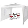 Relaxdays 10020810_49 Gazebo 3x3 m Giardino, 2 Pareti Laterali, Telaio in Metallo, Telo in PE, Feste all'Aperto, Bianco