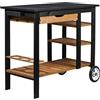 dobar Carrello per barbecue da esterno con cassetto e ripiano portaoggetti - Trolley per barbecue su ruote con manico e supporto per bottiglie - Tavolo per barbecue per terrazza e giardino - Nero
