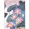 DRW Quadro tela con cornice in legno naturale con fiori e foglie nei toni rosa e verde 142.4x102.4x4.3 cm