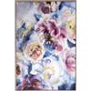 DRW Quadro tela con cornice in legno naturale con fiori astratti nei toni malva, 122,6 x 82,6 x 4,3 cm