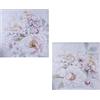DRW Set di 2 quadri di tela quadrati dipinti a mano il 40% con fiori assortiti e multipli colori 100x100x3 cm