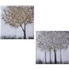 DRW Set di 2 quadri di tela quadrati dipinti a mano il 40% con alberi assortiti e multipli, 60 x 60 x 3 cm