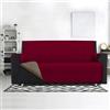 SOPHIE Copridivano Trapuntato/Antimachia/Impermeabile/Double Face - Modello Lello (Rosso/Tortora, Divano 3 Posti 279x180 Cm-Braccioli compresi)