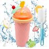 DAZZTIME Shake Slush Cup,Frozens Squeeze Cup,Slushy Maker Cup,Smoothie DIY Homemade Smoothie Cup,With 2 In 1 Straw And Spoon,Frozen Smoothies Cup for Everyone,Coppa Frullato Congelato.