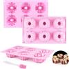 Anevios 3 Pezzi Rosa Stampi Mini Muffin Silicone con 1 Pennello per Olio Rivestimento Antiaderente Stampi per Piccola Pasticceria per Brownies Torte Budino Cubetti di Ghiaccio Gelatina 28×17×3cm