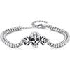 REDSUN Bracciale con teschio, in argento Sterling 925, con teschio di rosa, gotico, punk, teschio, regalo di Natale per gli amanti del gotico, donna e uomo, 50 centimeters, Argento sterling