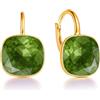 MŚ 1997 MENNICA ŚWIDNICKA Square Stupendi orecchini con comoda chiusura realizzati in argento sterlina 925 placcati con oro a 24 carati regalo per la Festa della Mamma, compleanni, onomastici o anniversari (Peridot)