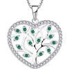 YL Collana albero della vita Collana con ciondolo albero genealogico in argento 925 con zirconi verdi tagliati da donna