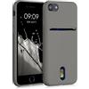 kwmobile Cover compatibile con Apple iPhone SE (2022) / iPhone SE (2020) / iPhone 8 / iPhone 7 - in Silicone morbido - Custodia con scomparto porta carte biglietti - Back Case stone dust matt