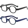Kodilin Occhiali da Lettura Rotondi Quadrati Occhiali da Lettura Uomo Donne 2 Pezzi, Anti Luce Blu per Computer Gaming,Cerniera a Molla,Occhiali per Lettura1.0, 1.5, 2.0, 2.5, 3.0, 3.5(Nero+blu, 3.0)