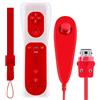 OSTENT Telecomando per sensore di movimento + Wired Nunchuck Combo compatibile per Nintendo Wii Console Color Red