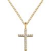 Engelsrufer ERN-LILCROSS-ZI-G - Collana con ciondolo a forma di croce in argento Sterling e zirconi color oro, lunghezza 38 cm + 4 cm, 38cm, Argento sterling, Zirconia cubica