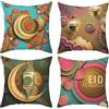 KOIROI Ramadan, set di 4 federe per cuscini decorativi, Ramadan, con stella, luna, per divano, camera da letto, soggiorno, auto (45 x 45 cm) (4C)