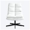 MEUBLE COSY Poltrona Imbottita Girevole a 360° Sedia da Salotto con Braccioli Poltroncina Relax con Schienale Pieghevole per Camera da Letto Soggiorno, Bianco, 65x79.5x85cm, Metallo Tessuto